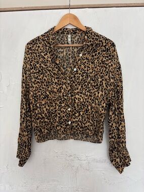 Zara TRF Leopard Print Shirt - Brown and Black